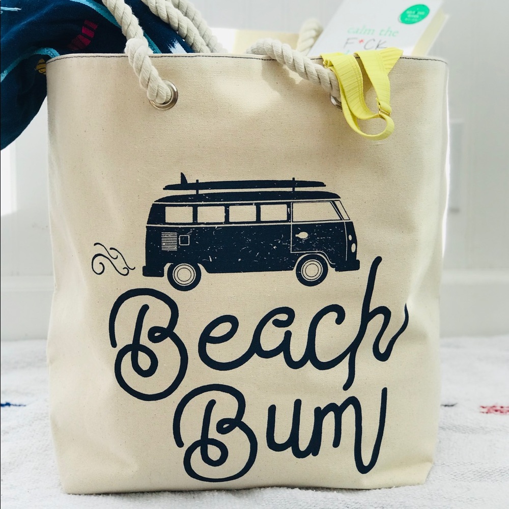 VW Bus Beach Bum Beach Tote Bag Blanket Storage